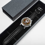 Scottish Leask Celtic Circle Silver Automatic Watch Size 46mm