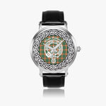 Scottish Pollock Clan Tartan Crest Badge Silver Automatic Watch Size 46mm