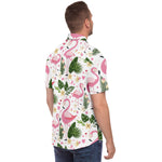 Men Hawaiian Shirt Flamingo Summer Holiday Hawaiian Men Short Sleeve Shirt