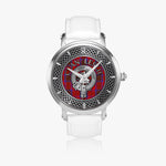 Clan Leslie Crest & Tartan Knot Sterling Silver Unisex Automatic Watch (Silver) Size 46mm