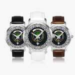 Mowat Scottish Clan Tartan Crest Badge Silver Automatic Watch Size 46mm