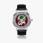 Hog Scottish Clan Tartan Crest Badge Silver Automatic Watch Size 46mm
