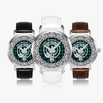Scottish Bannerman Clan Tartan Crest Badge Silver Automatic Watch Size 46mm