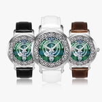 Scottish Armstrong Clan Tartan Crest Badge Silver Automatic Watch Size 46mm