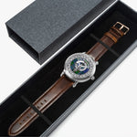 Kirkpatrick Scottish Clan Tartan Crest Badge Old Silver Automatic Watch Size 46mm
