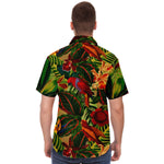 Men Hawaiian Shirt Antique Tropical Parrots Jungle Pattern Hawaiian Men Short Sleeve Shirt