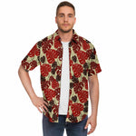 Men Hawaiian Shirt Checkerboard Hibiscus Hawaiian Floral Red Hawaiian Men Short Sleeve Shirt