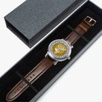 Scottish Houston Clan Tartan Crest Badge Silver Automatic Watch Size 46mm
