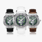 Scottish Dalrymple Clan Tartan Crest Badge Silver Automatic Watch Size 46mm