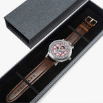 Menzies Scottish Clan Tartan Crest Badge Silver Automatic Watch Size 46mm
