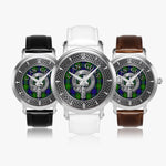 Clan Gunn Crest & Tartan Knot Sterling Silver Unisex Automatic Watch (Silver) Size 46mm