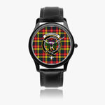 Scottish Buchanan Modern 2 Watch Tartan Crest Leather Strap Classic Plaid Watch