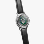 Clan Johnstone Crest & Tartan Knot Sterling Silver Unisex Automatic Watch (Silver) Size 46mm