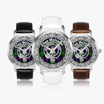 Malcolm Scottish Clan Tartan Crest Badge Old Silver Automatic Watch Size 46mm
