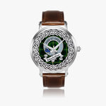 MacArthur Scottish Clan Tartan Crest Badge Silver Automatic Watch Size 46mm
