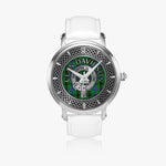Clan Davidson Crest & Tartan Knot Sterling Silver Unisex Automatic Watch (Silver) Size 46mm