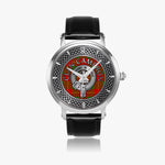 Clan Cameron Crest & Tartan Knot Sterling Silver Unisex Automatic Watch (Silver) Size 46mm
