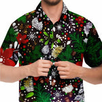 Men Hawaiian Shirt Festive Vintage Christmas Botanical Forest Hawaiian Men Short Sleeve Shirt