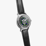Clan Gunn Crest & Tartan Knot Sterling Silver Unisex Automatic Watch (Silver) Size 46mm