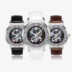 MacLennan Scottish Clan Tartan Crest Badge Silver Automatic Watch Size 46mm
