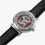 Drummond Scottish Clan Tartan Crest Badge Silver Automatic Watch Size 46mm