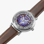 Scottish Rutherford Clan Tartan Crest Badge Silver Automatic Watch Size 46mm