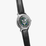 Clan Gordon Crest & Tartan Knot Sterling Silver Unisex Automatic Watch (Silver) Size 46mm