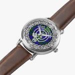 Scottish Strachan Clan Tartan Plaid Crest Badge Silver Automatic Watch Size 46mm