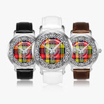 Scottish Buchanan Clan Tartan Crest Badge Silver Automatic Watch Size 46mm