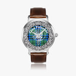 Scottish Falconer Clan Tartan Crest Badge Silver Automatic Watch Size 46mm
