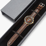 Clan Adair Crest & Tartan Knot Sterling Silver Selling Ultra-Thin Leather Strap Quartz Watch (Rose Gold With Indicators)