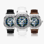 Scottish Guthrie Clan Tartan Crest Badge Silver Automatic Watch Size 46mm