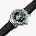 Scottish Henderson Clan Tartan Crest Badge Silver Automatic Watch Size 46mm