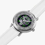 Scottish Leslie Clan Tartan Crest Badge Silver Automatic Watch Size 46mm