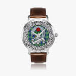 Learmonth Scottish Clan Tartan Crest Badge Silver Automatic Watch Size 46mm