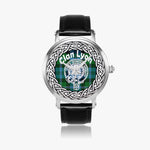 Scottish Lyon Clan Tartan Crest Badge Silver Automatic Watch Size 46mm