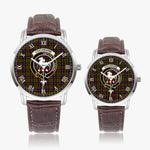 Scottish Cochrane Family Crest Quartz Watch With Leather Strap - Tartan Watch Instafamous Quartz Leather Strap Plaid Watch
