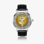 Scottish Houston Clan Tartan Crest Badge Silver Automatic Watch Size 46mm
