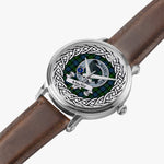 MacKie Scottish Clan Tartan Crest Badge Silver Automatic Watch Size 46mm