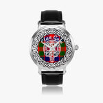 Scottish Gow Clan Tartan Crest Badge Silver Automatic Watch Size 46mm