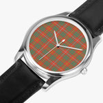 Scottish Bruce Ancient Watch Tartan Leather Strap Classic Plaid Watch (Silver)