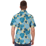 Men Hawaiian Shirt Cliff Hanger Hawaiian Monstera Leaf Blue Men Short Sleeve Shirt