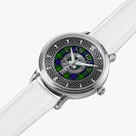 Clan Gunn Crest & Tartan Knot Sterling Silver Unisex Automatic Watch (Silver) Size 46mm