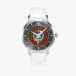 Clan Cameron Crest & Tartan Knot Sterling Silver Unisex Automatic Watch (Silver) Size 46mm
