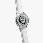 Leslie Scottish Clan Tartan Crest Badge Silver Automatic Watch Size 46mm
