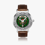 Lundin Scottish Clan Tartan Crest Badge Silver Automatic Watch Size 46mm