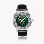 Scottish Abercrombie Scottish Clan Tartan Crest Badge Silver Automatic Watch Size 46mm