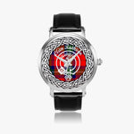 Scottish Ruthven Clan Tartan Crest Badge Silver Automatic Watch Size 46mm