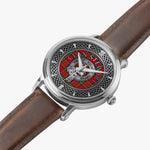 Clan Stewart or Stuart Crest & Tartan Knot Sterling Silver Unisex Automatic Watch (Silver) Size 46mm