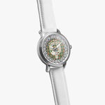 Scottish Pollock Clan Tartan Crest Badge Silver Automatic Watch Size 46mm